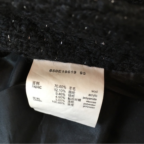 Vintage 90's Etam Black Wool Blend Textured Ruffle Hem A-line Flare Skirt - Picture 11 of 16